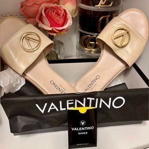 Valentino slides with Gold logo